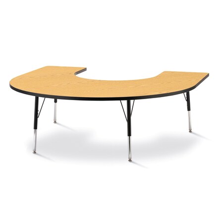 Jonti-Craft Berries Horseshoe Activity Table, 66 in. x 60 in., A-height, Oak/Black/Black 6445JCA210